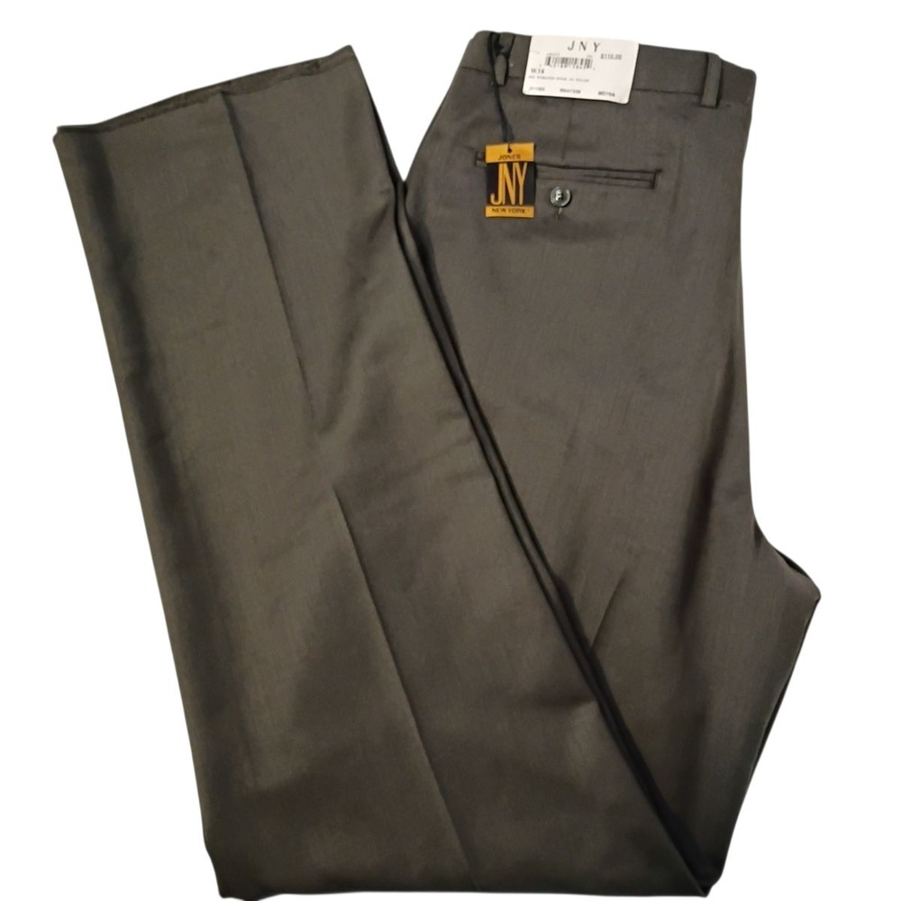 Jones New York Dress Pants Mens‎ 38 Gray Worsted Wool Nylon Pleated Unhemmed NWT